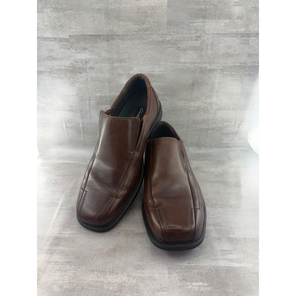 Clarks Men Brown Leather Slip On Square Toe Loafers 71734 Size 9M